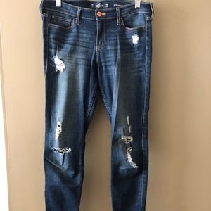 Hollister Cropped Low Rise Ripped Denim Jeans